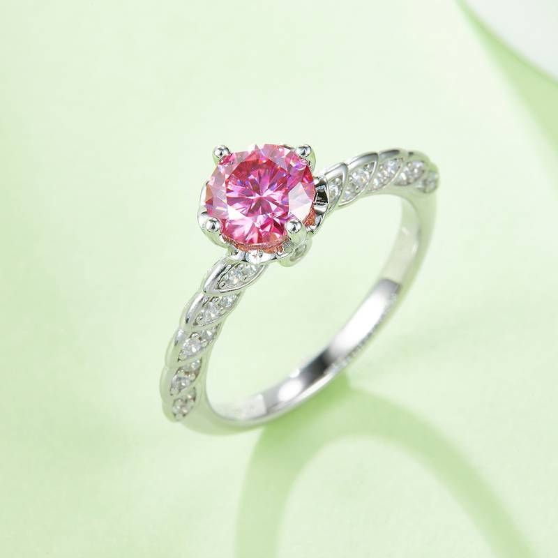 婚语S925银镀白金MoissaniteWomen's Ring1ctD级